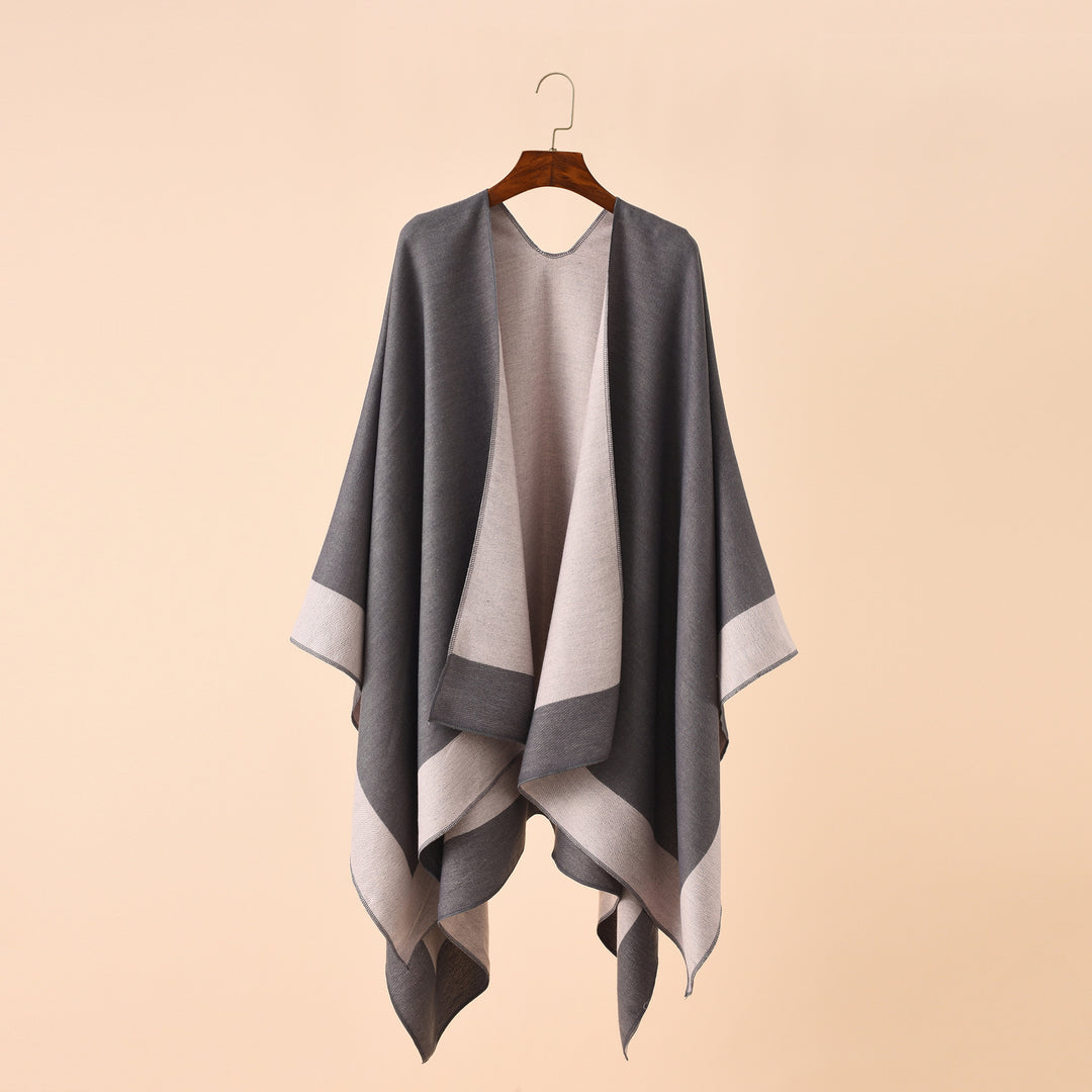 Women's Reversible Poncho made of fine Cashmere Blend Mune Fashion