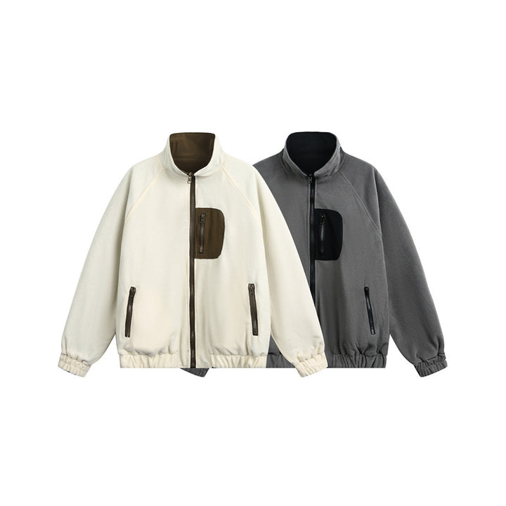 Unisex Lightweight Fleece Outdoor Jacket with Zipper Chest Pocket and Elastic Hem Mune Fashion