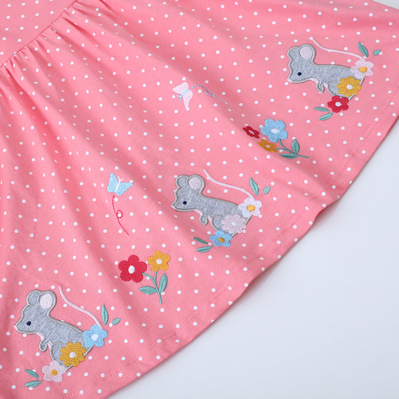 Girl dress with funny mouse motif and dots Mune Fashion