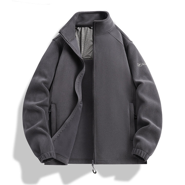 Men's fleece jacket with stand-up collar, wind-resistant microfleece and zippered pockets Mune Fashion