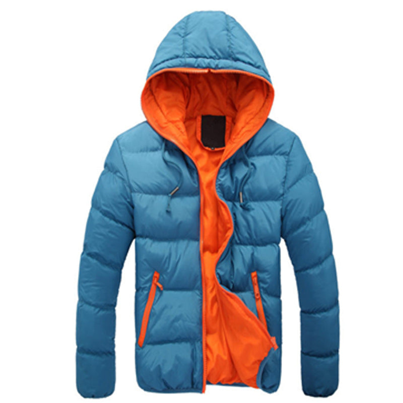 Men's light padded hooded jacket with contrasting inner lining and zip pockets Mune Fashion