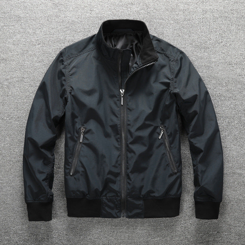 Men's Lightweight Water-Repellent Bomber Jacket with Stand Collar and Zipper Mune Fashion
