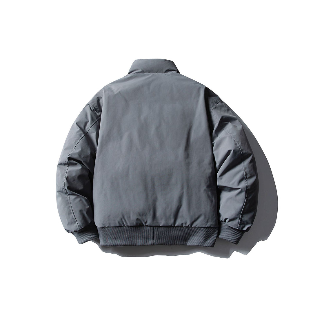 Men's Short Boxy Thermal Bomber Jacket with Geometric Quilting and High Stand-Up Collar Mune Fashion