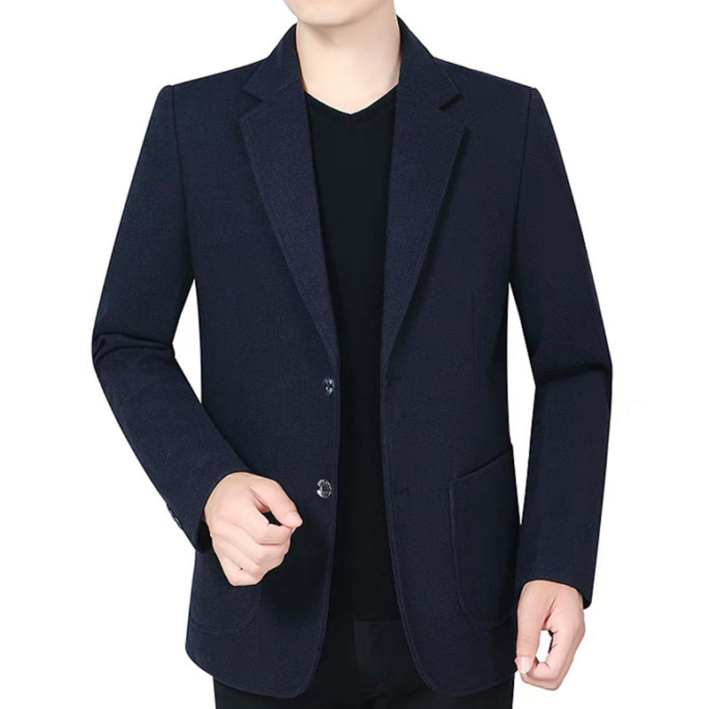 Men's Tailored Wool Blend Blazer in Casual Style with Patch Pockets Mune Fashion