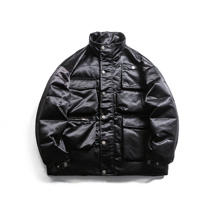 Unisex Padded Field Jacket in Boxy Cut with Multiple Pockets and Stand-Up Collar Mune Fashion