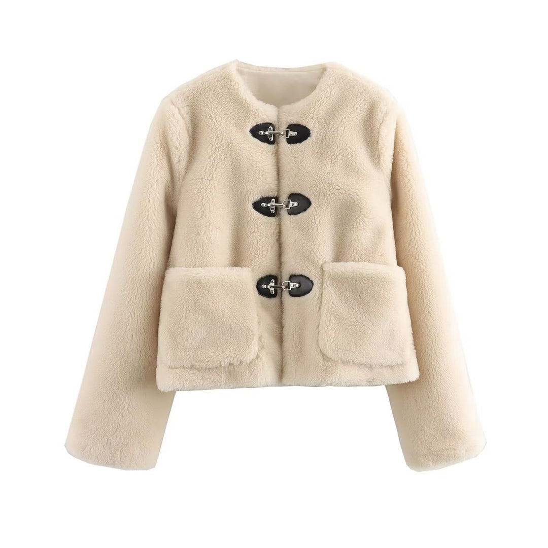 Women's teddy jacket with toggle fastenings and large patch pockets Mune Fashion