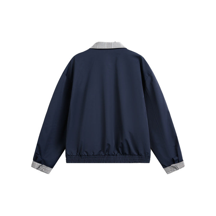 Men's lightweight transitional jacket with check collar, roll-up sleeves, and elastic hem Mune Fashion