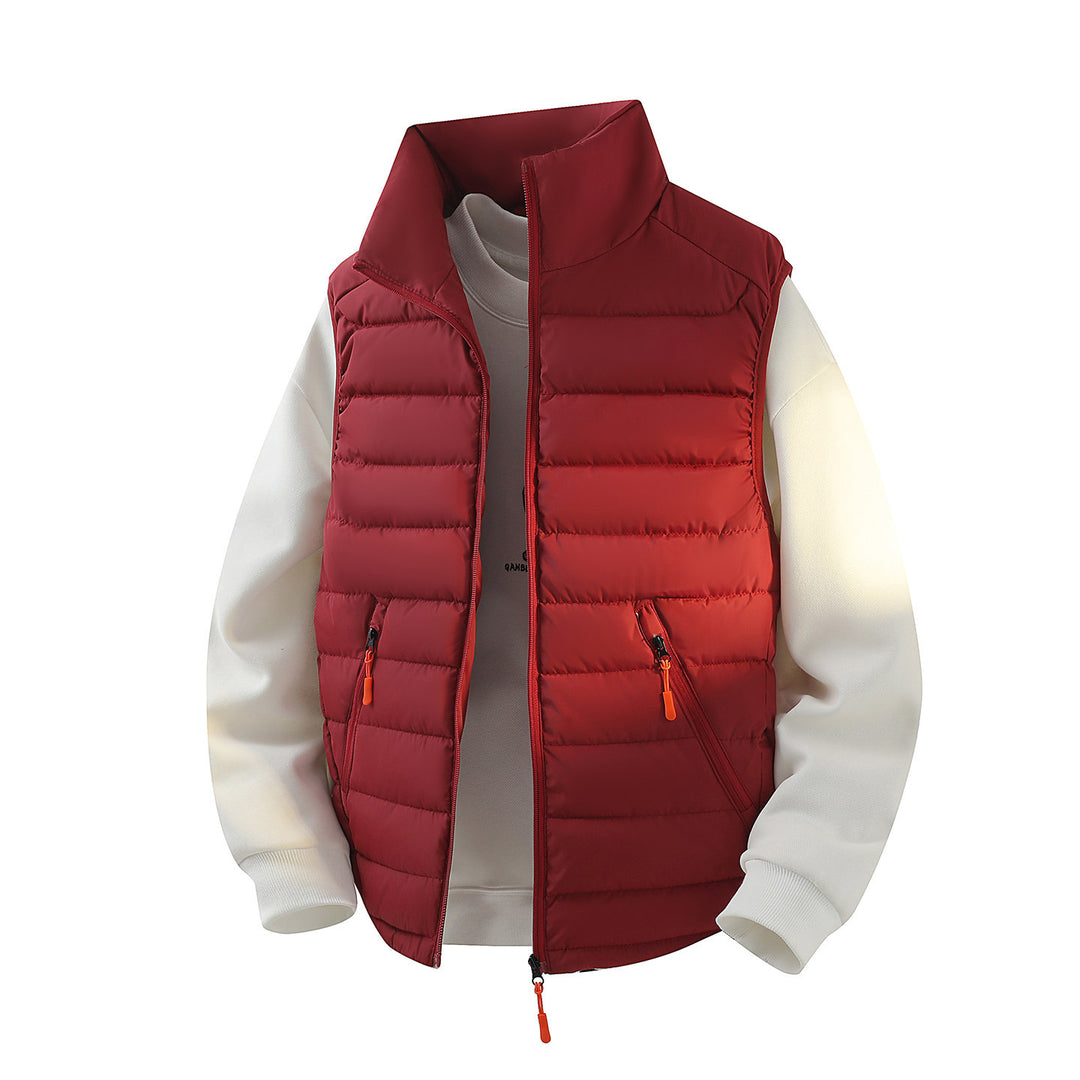 Men's Lightweight Quilted Thermal Vest with High Stand-Up Collar and Wind-Resistant Filling Mune Fashion