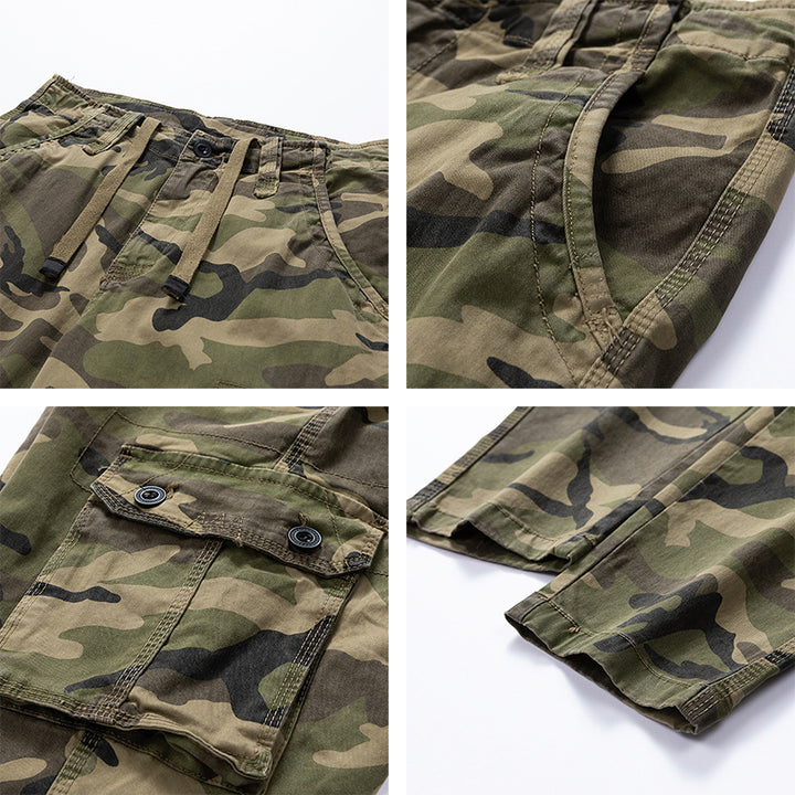 Herren Cargohose im Military‑Look mit Mehrfachtaschen, Kordelzugbund und verstärkten Kniepartien Mune Fashion
