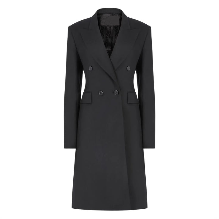 Women's long blazer in minimalist double-breasted style with reinforced shoulders Mune Fashion