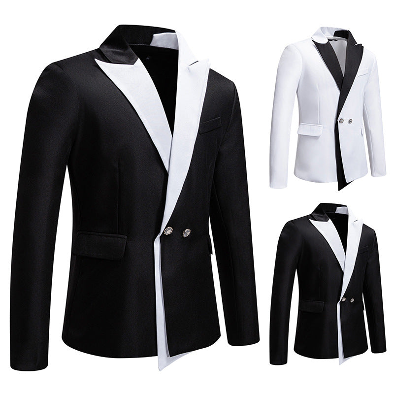 Men's Double-Breasted Tuxedo Jacket with Contrasting Shawl Collar Mune Fashion
