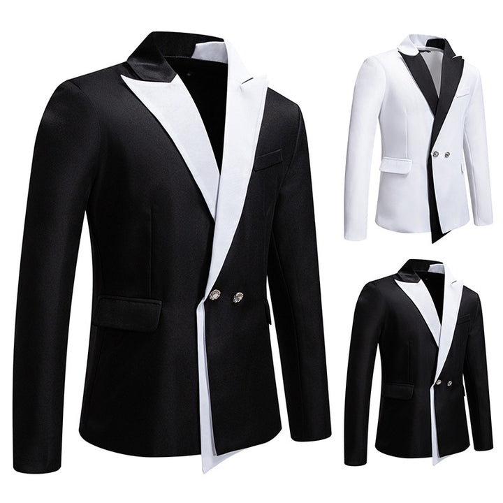 Men's Double-Breasted Tuxedo Jacket with Contrasting Shawl Collar Mune Fashion