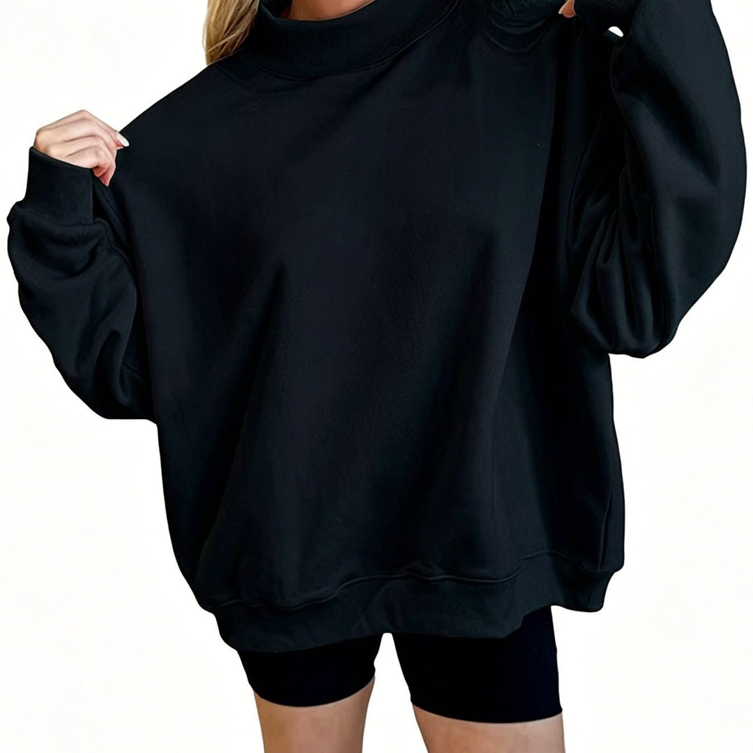 Women's Oversize Sweatshirt with Stand-Up Collar and Balloon Sleeves Mune Fashion