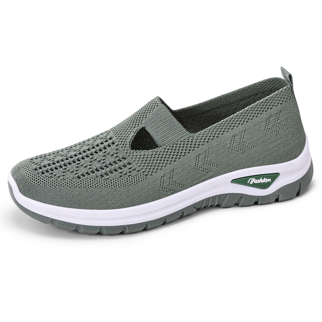 Ladies knitted slip-on sneakers with breathable upper material and shock-absorbing profile sole Mune Fashion
