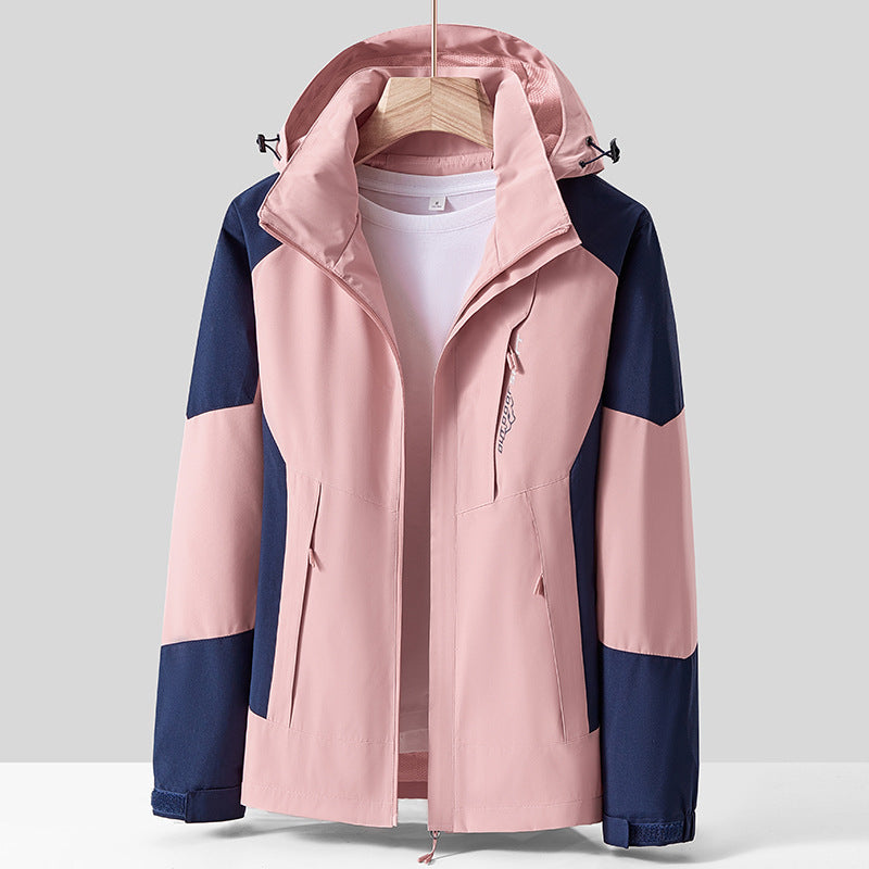 Unisex Breathable Softshell Outdoor Jacket in Colorblock Design with Adjustable Hood and Concealed Two-Way Zipper Mune Fashion