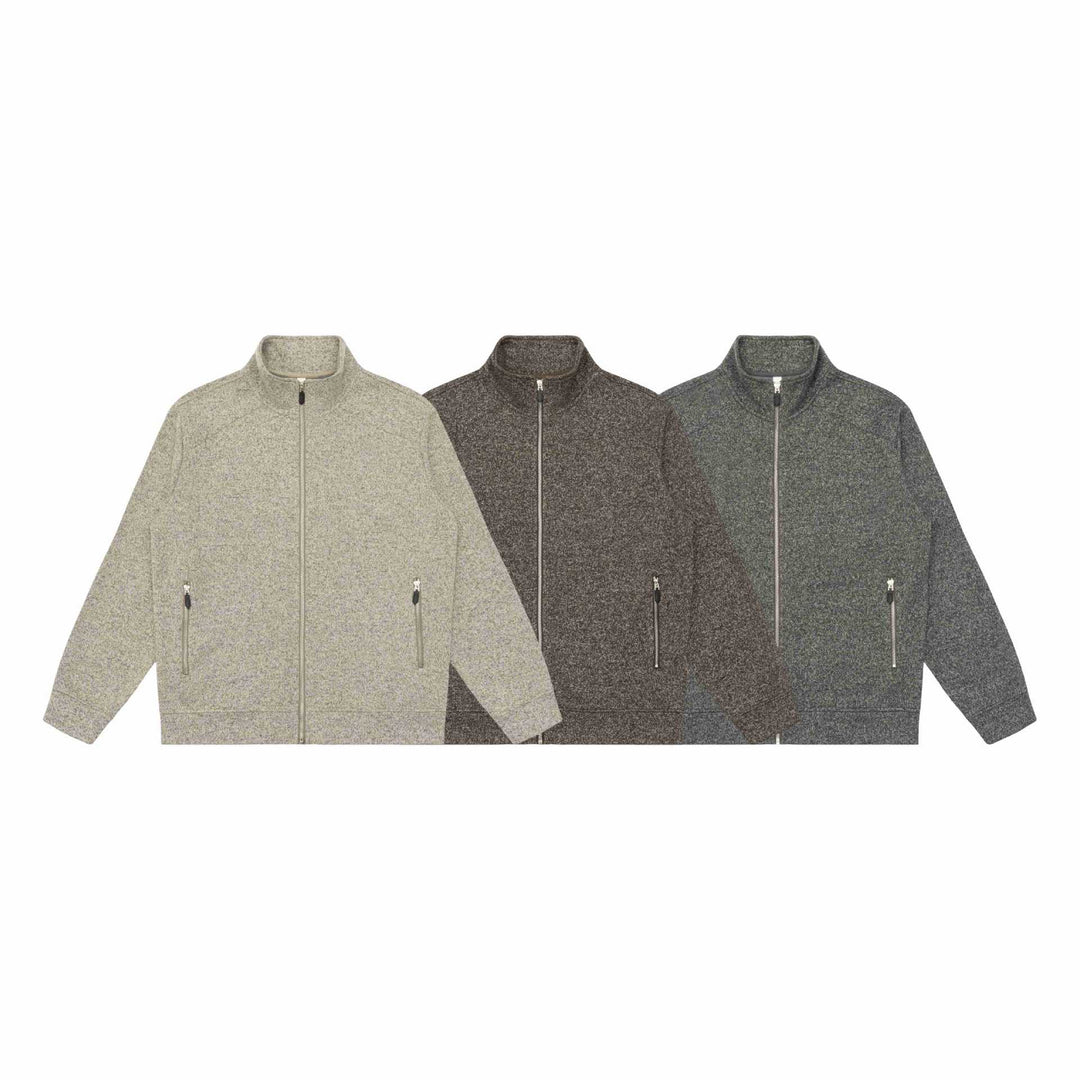 Women's zip jacket made of mottled teddy fleece with stand-up collar and zip pockets Mune Fashion