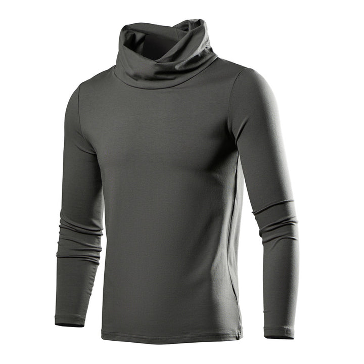 Men's Fitted Long Sleeve with Draped Funnel Neck and Elastic Cotton Blend Mune Fashion
