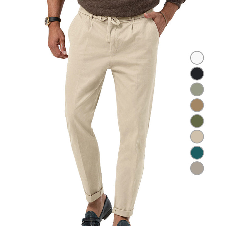Men's lightweight linen pants with drawstring and slim fit Mune Fashion