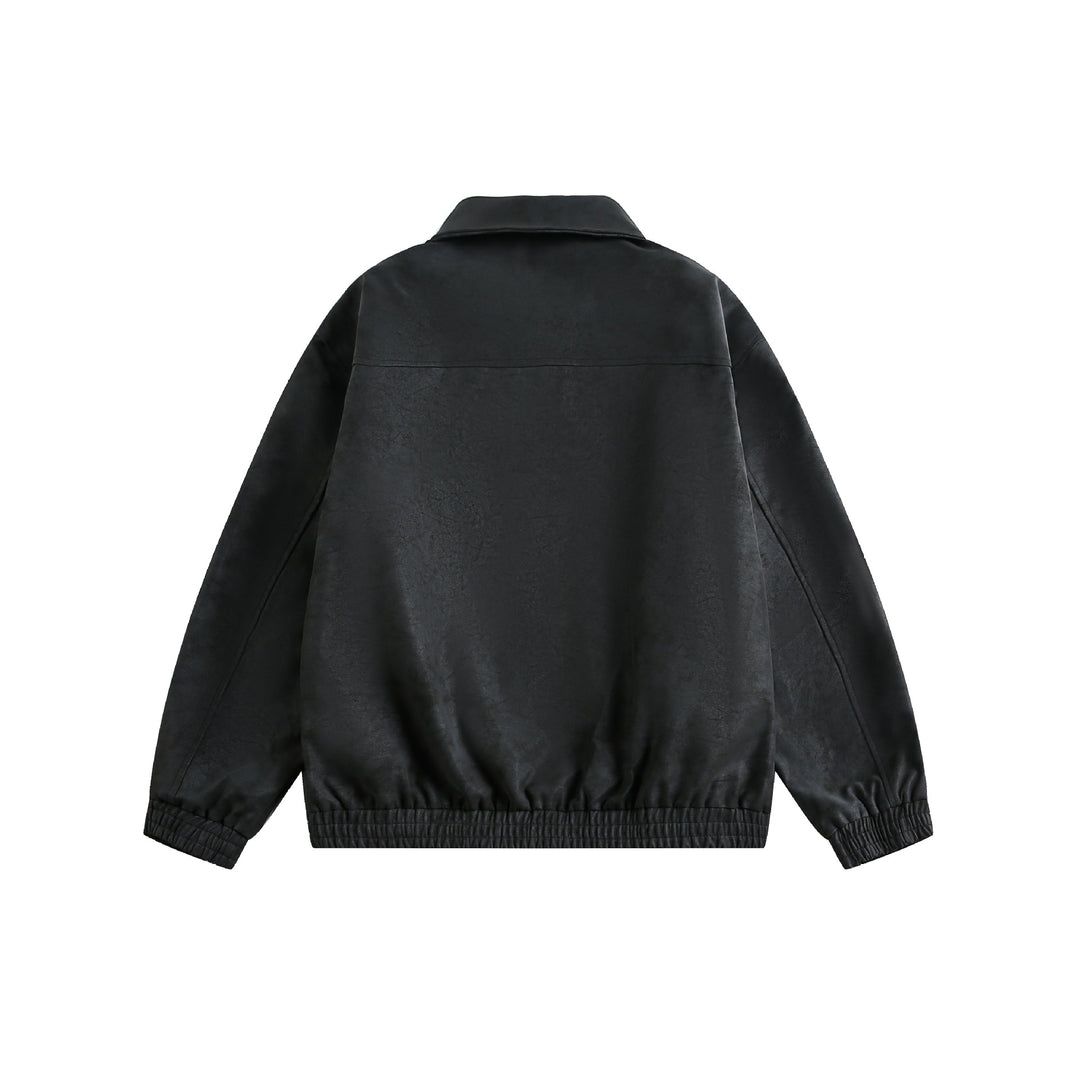 Women's short cut boxy transitional jacket with shirt collar and elastic hem Mune Fashion