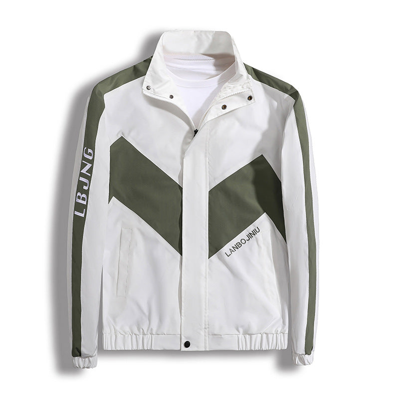 Men's sporty transitional jacket with high collar and modern geometric accents Mune Fashion