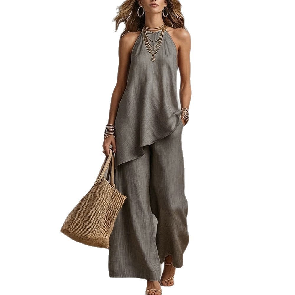 Women airy jumpsuit with asymmetrical cut Mune Fashion