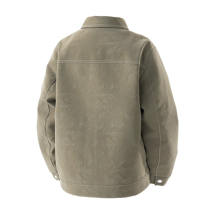 Men's shirt jacket made of suede-like material with contrasting decorative seams & chest pockets Mune Fashion