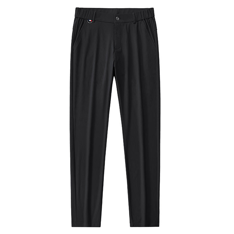 Men's lightweight travel pants with elastic waistband, straight leg, zipper details, and side pockets Mune Fashion