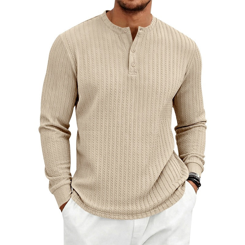 Men's Long Sleeve Henley Shirt made of ribbed cotton mix with button placket Mune Fashion