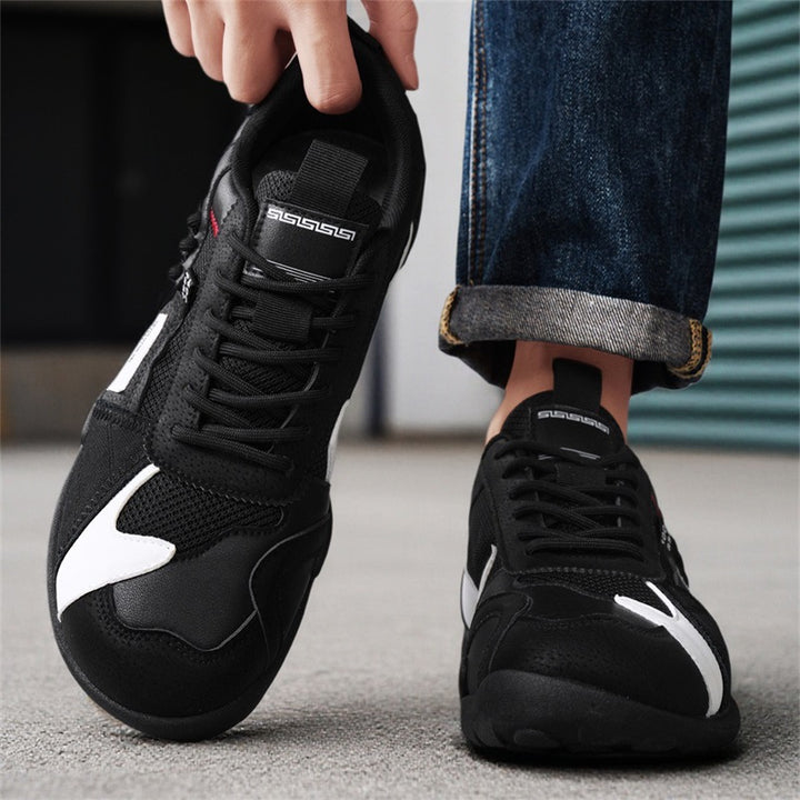 Men's sporty retro mesh leather mix sneakers with reinforced toe cap and grippy trail sole Mune Fashion