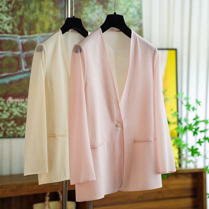 Women's Elegant Blazer with V-Neck Mune Fashion