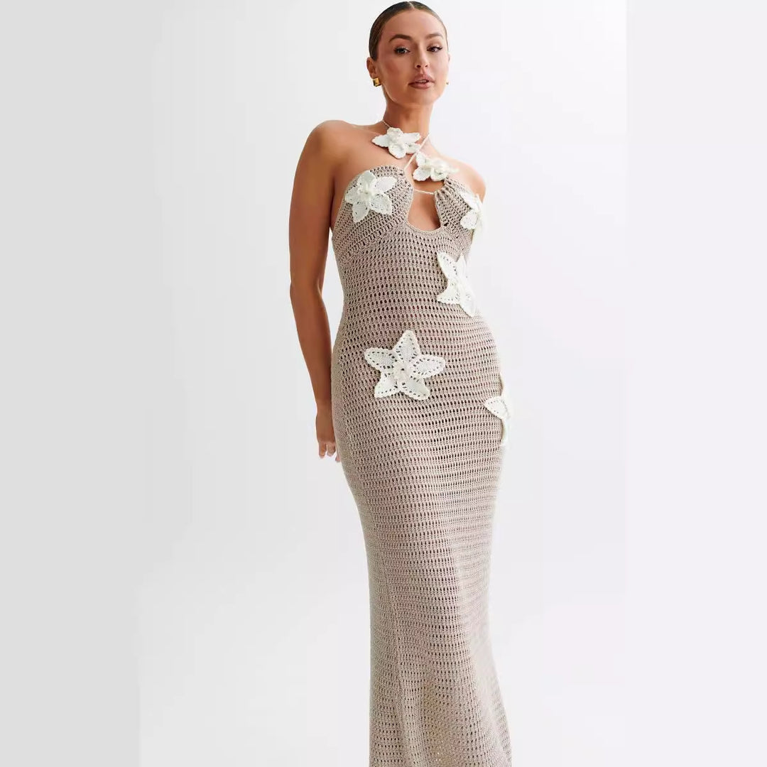 Ladies' crochet dress with floral design Mune Fashion