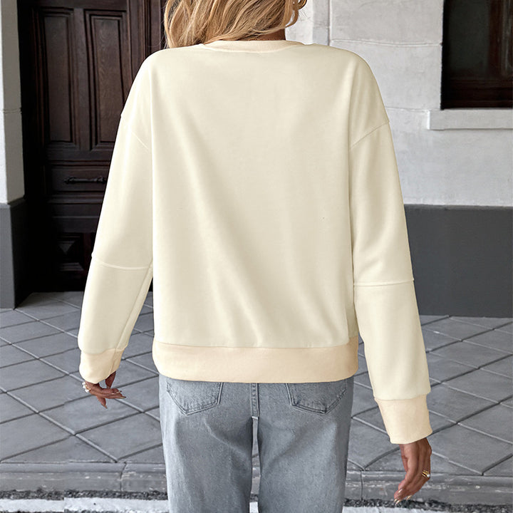 Women's Oversize Sweatshirt with 3D Bow Application and Round Neck