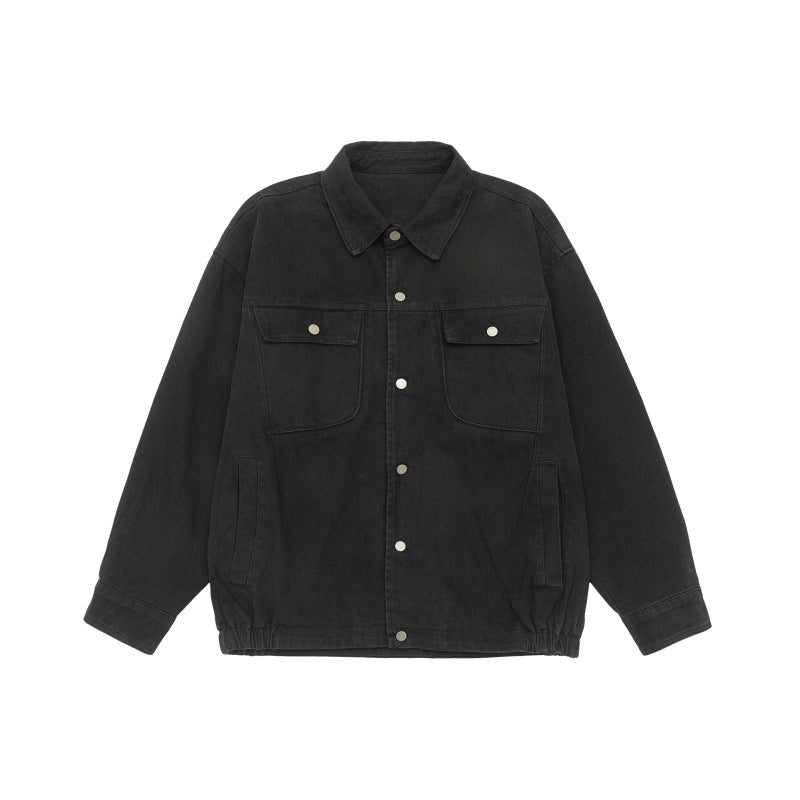 Unisex Oversize Workwear-Bomber Jacket with Snap Front and Elastic Waist Mune Fashion