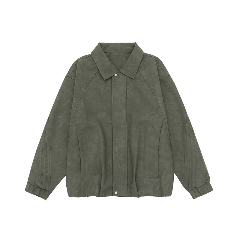 Unisex Boxy Shirt Jacket with concealed press stud placket, raglan seams and elastic hem Mune Fashion
