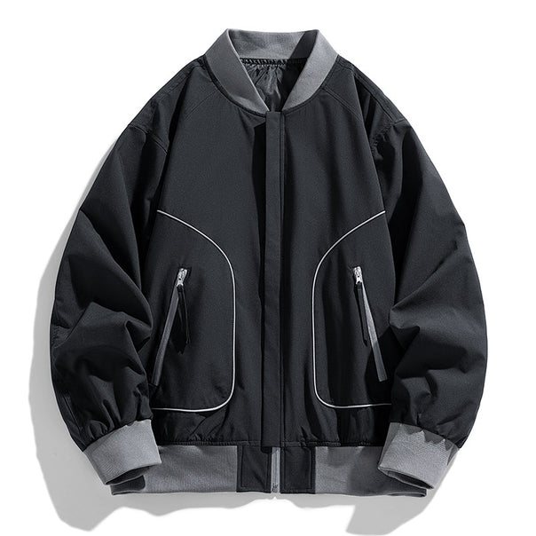Men's Lightweight Oversized Bomber Jacket with Water-Repellent Outer Shell and Contrasting Ribbed Cuffs Mune Fashion