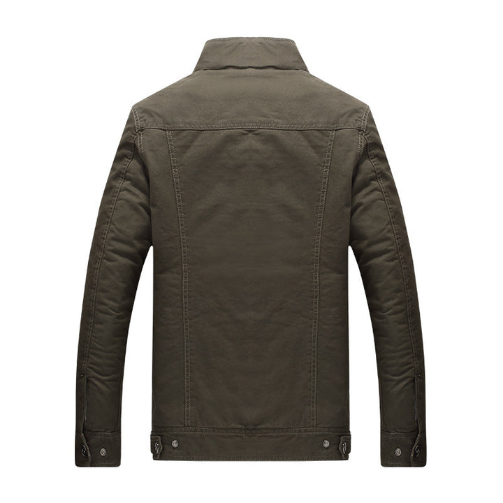 Men's canvas field jacket with Sherpa lining, utility pockets, and stand-up collar Mune Fashion