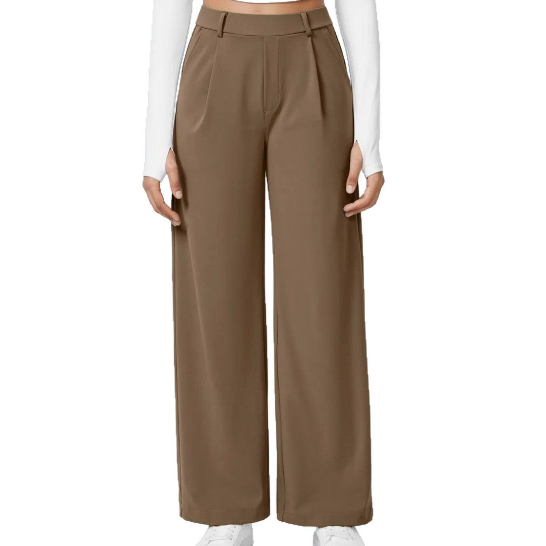 Women's Wide High-Waist Palazzo Pants with Pleats and Side Pockets Mune Fashion
