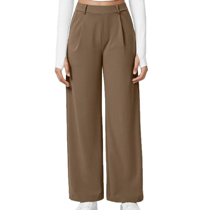 Women's Wide High-Waist Palazzo Pants with Pleats and Side Pockets Mune Fashion