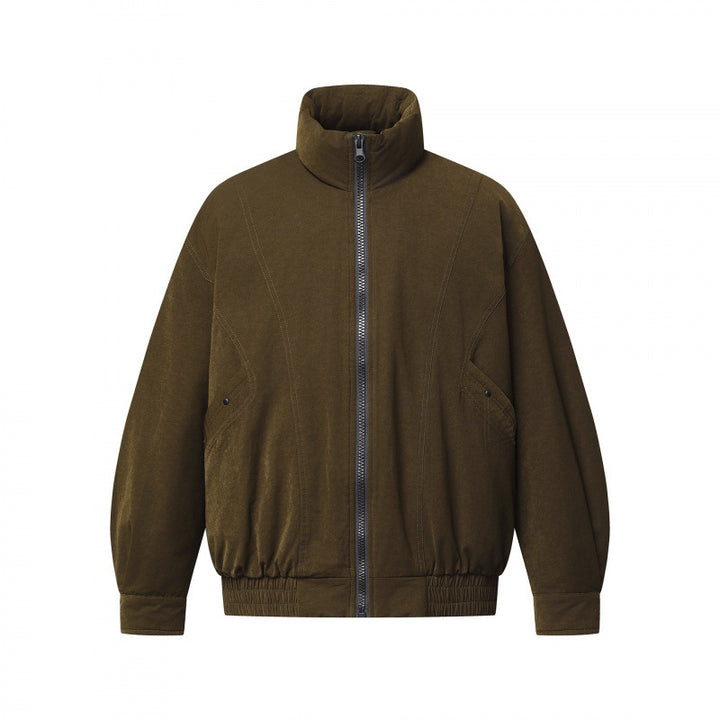 Men's Oversized Bomber Jacket made of Suede Look with High Standing Collar and Elastic Hem Mune Fashion
