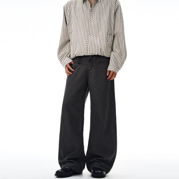 Men's Loose-Fit Denim Pants in Baggy Cut with Elastic Waistband Mune Fashion
