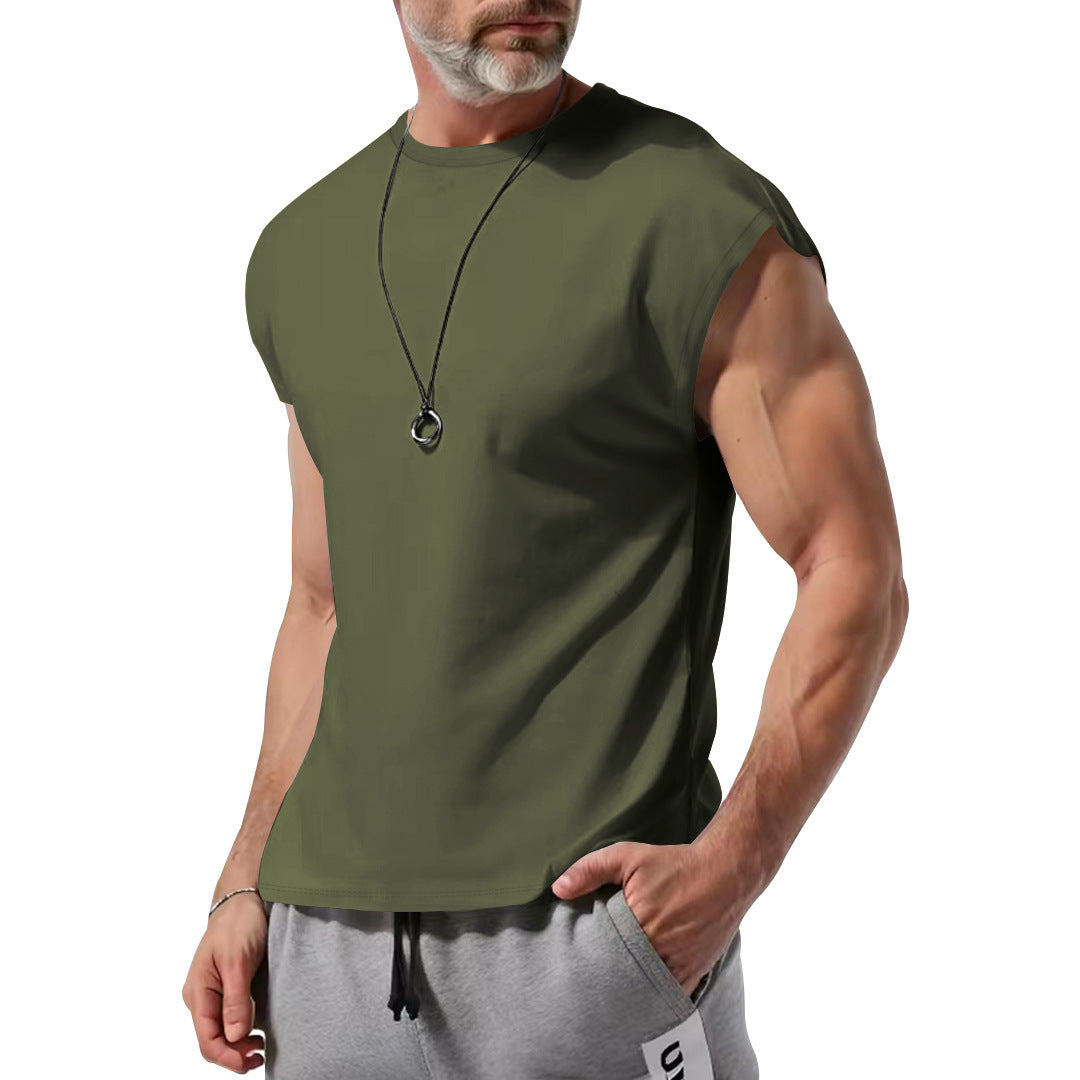 Men's cropped athletic tank top with wide arm openings and round neckline Mune Fashion