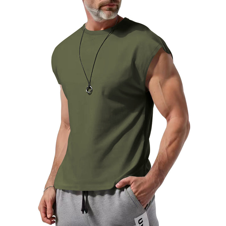 Men's cropped athletic tank top with wide arm openings and round neckline Mune Fashion