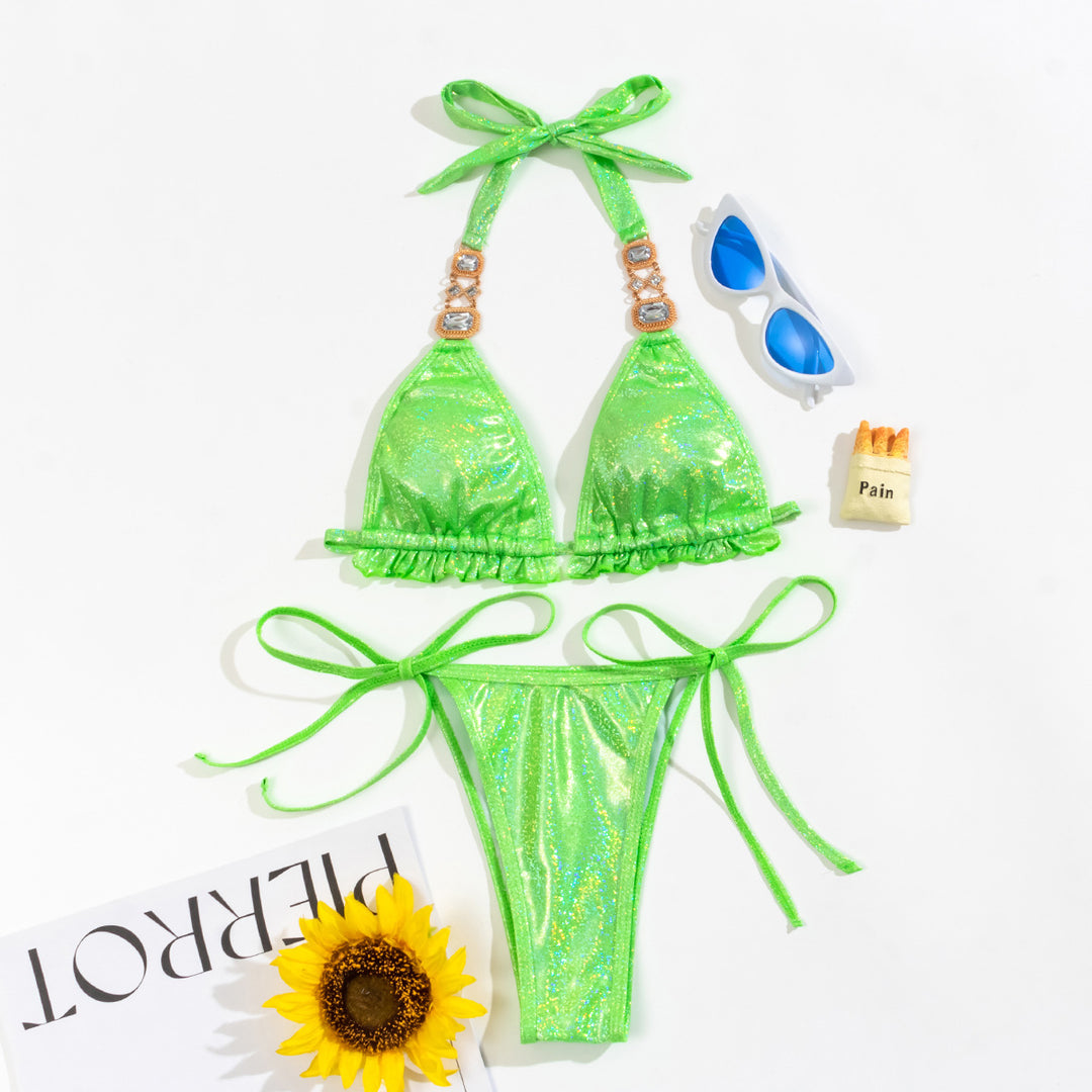 Women’s triangle bikini with glittering details and gathers Mune Fashion