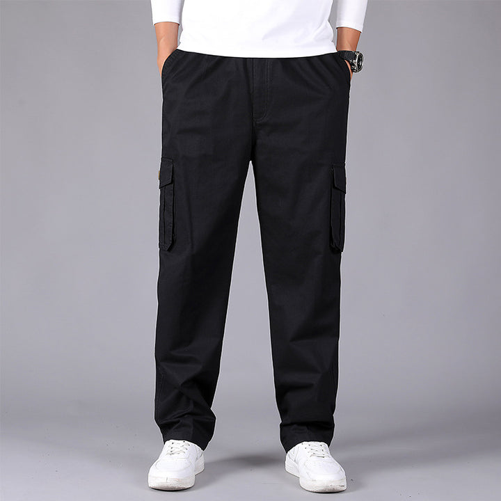 Men's cargo pants in utility style with elastic waistband, straight leg, and patch flap pockets Mune Fashion