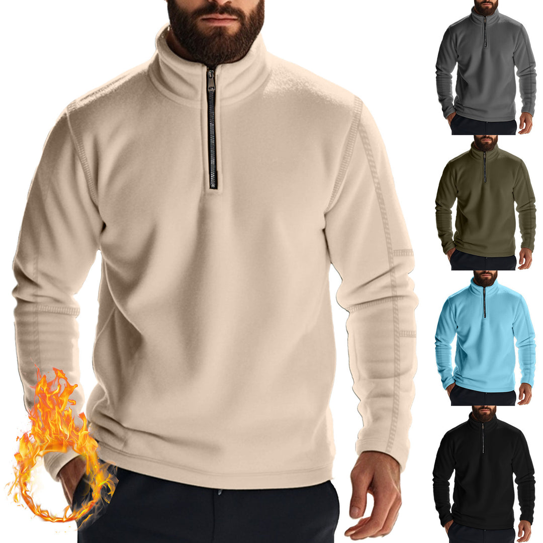Men's functional fleece pullover with half zip, stand-up collar and raglan sleeves Mune Fashion