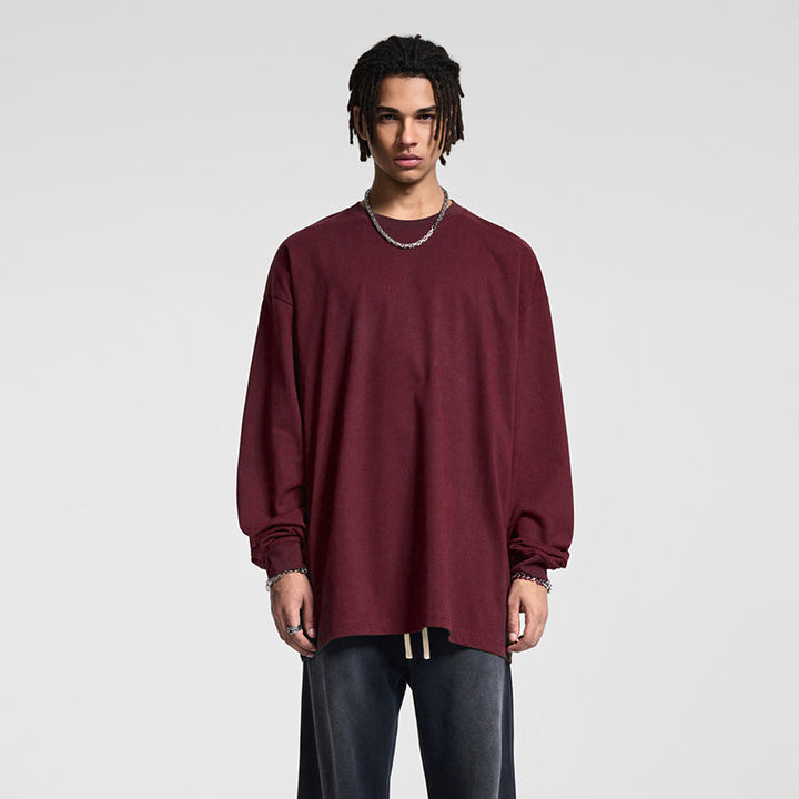 Men's Oversize Long Sleeve Shirt with Dropped Shoulder and Round Neck Mune Fashion