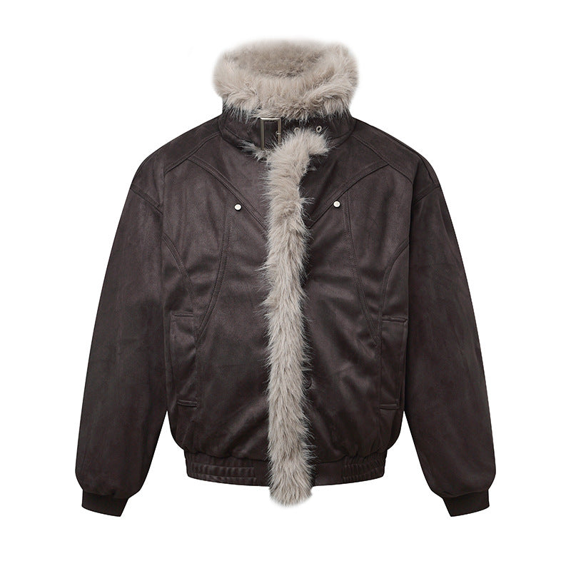 Men's bomber jacket in aviator look with faux fur trim and buckle collar Mune Fashion