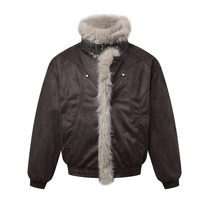 Men's bomber jacket in aviator look with faux fur trim and buckle collar Mune Fashion
