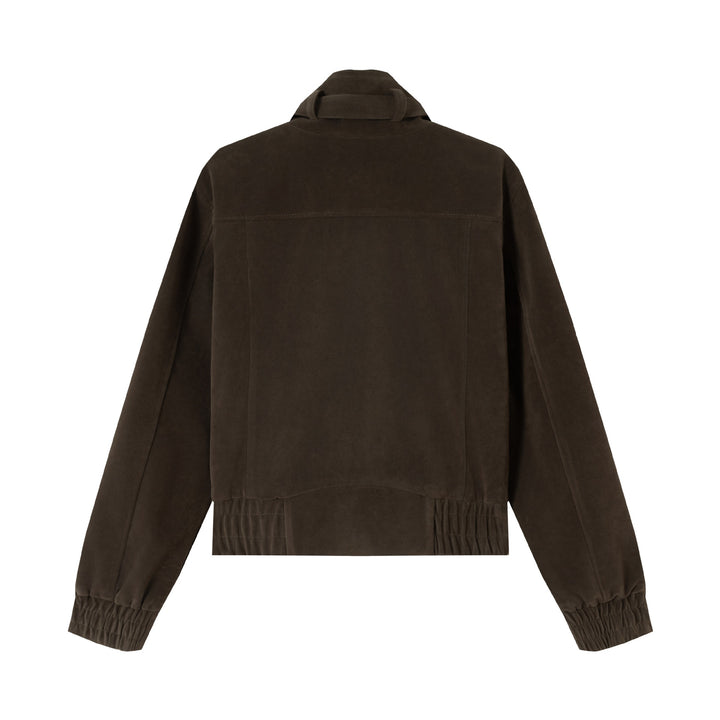 Men's short jacket in suede look with funnel collar, cargo patch pockets and decorative cross application Mune Fashion