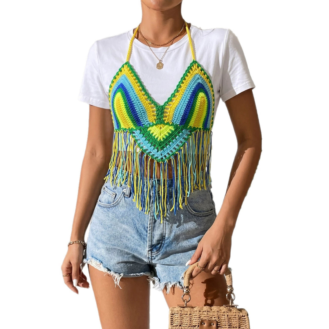 Women's Crocheted Crop Top with Fringe Mune Fashion